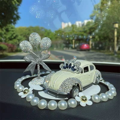 Internet Celebrity Goddess Perfume, Car ornaments - diamond-crown-white-car-white-diamond-ball-pearl-flower-cushion