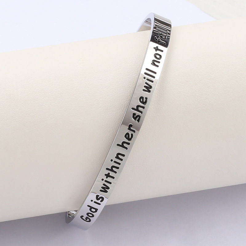 Fashion Letter Titanium Steel Polishing Bangle