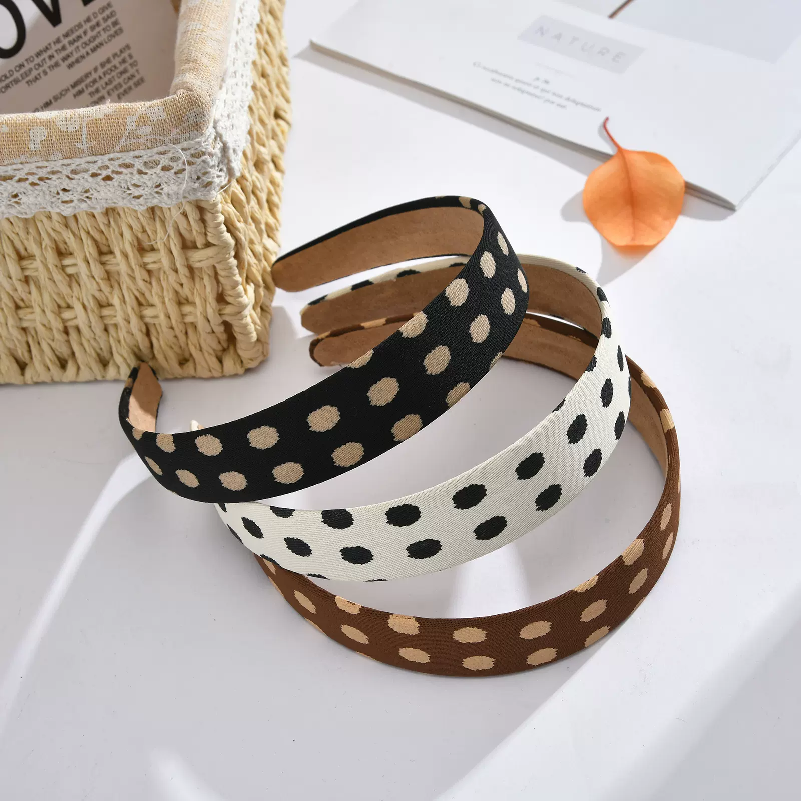 现货潮流韩式圆点波点宽边发箍  外出甜美压头发百搭女款发饰批发