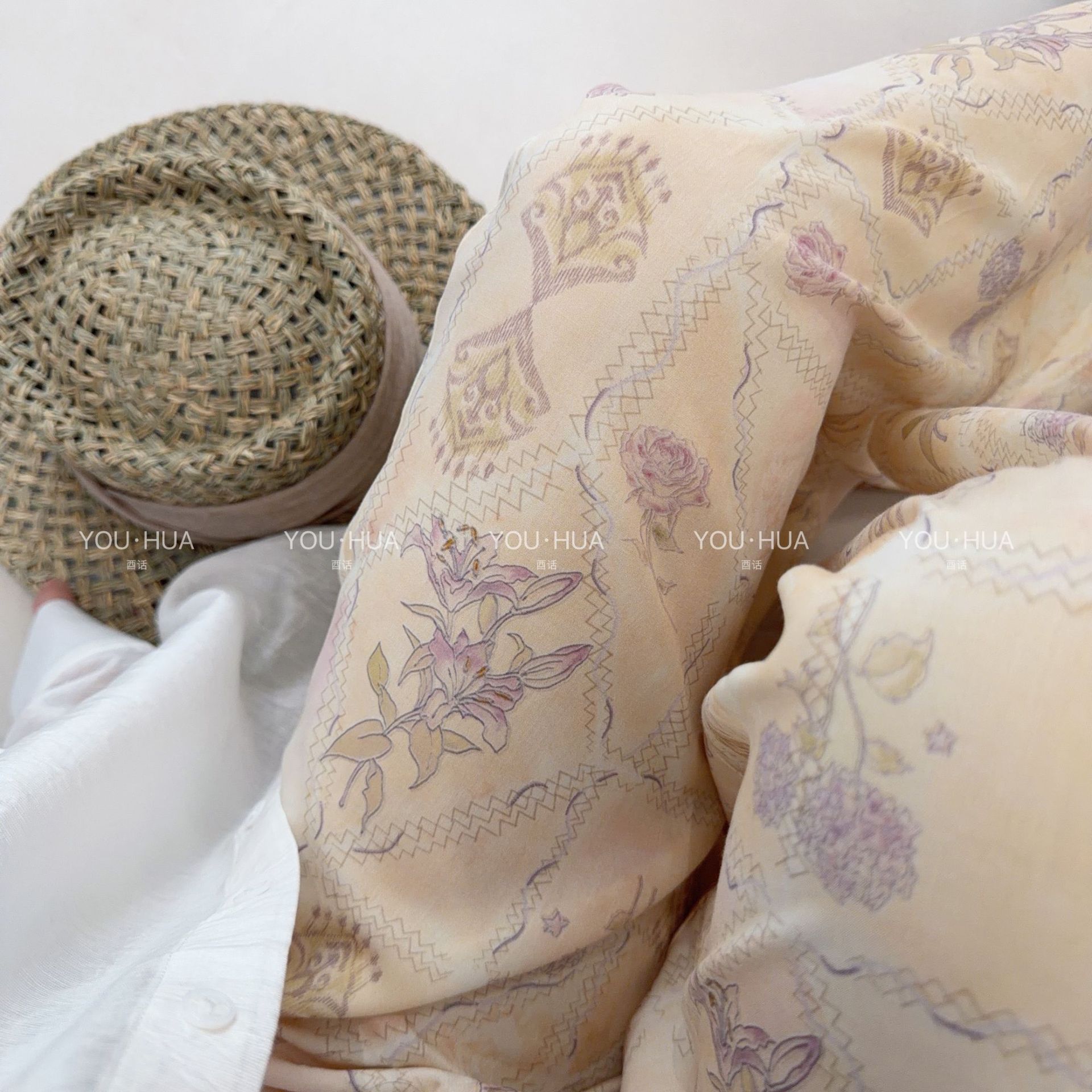 Pantalones de pijama de seda de algodón Pantalones de pierna ancha de seda de algodón fino para mujer