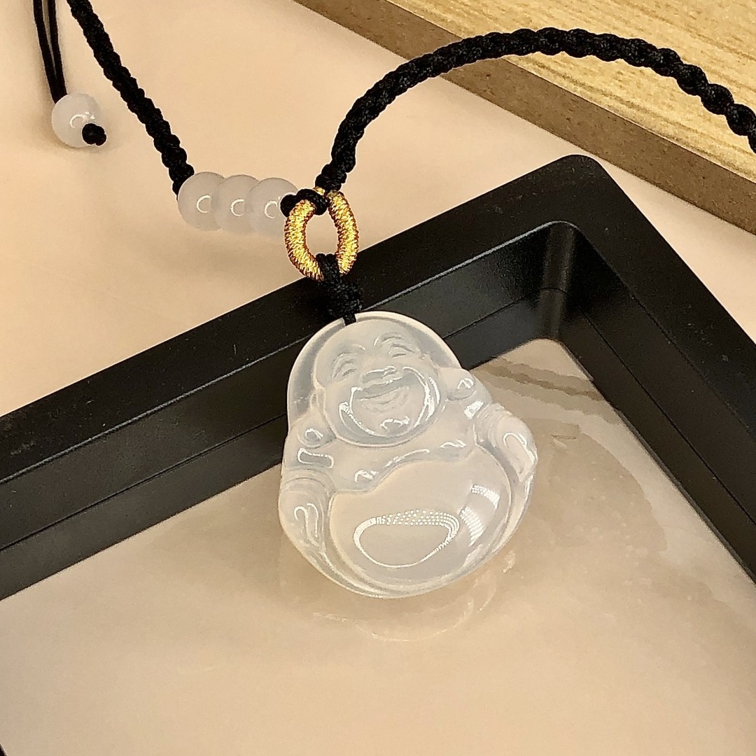 Necklace white jade handmade