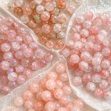 10MM蔷薇系列玻璃仿爆花晶雪花冰裂散珠diy手工饰品手链配件项链