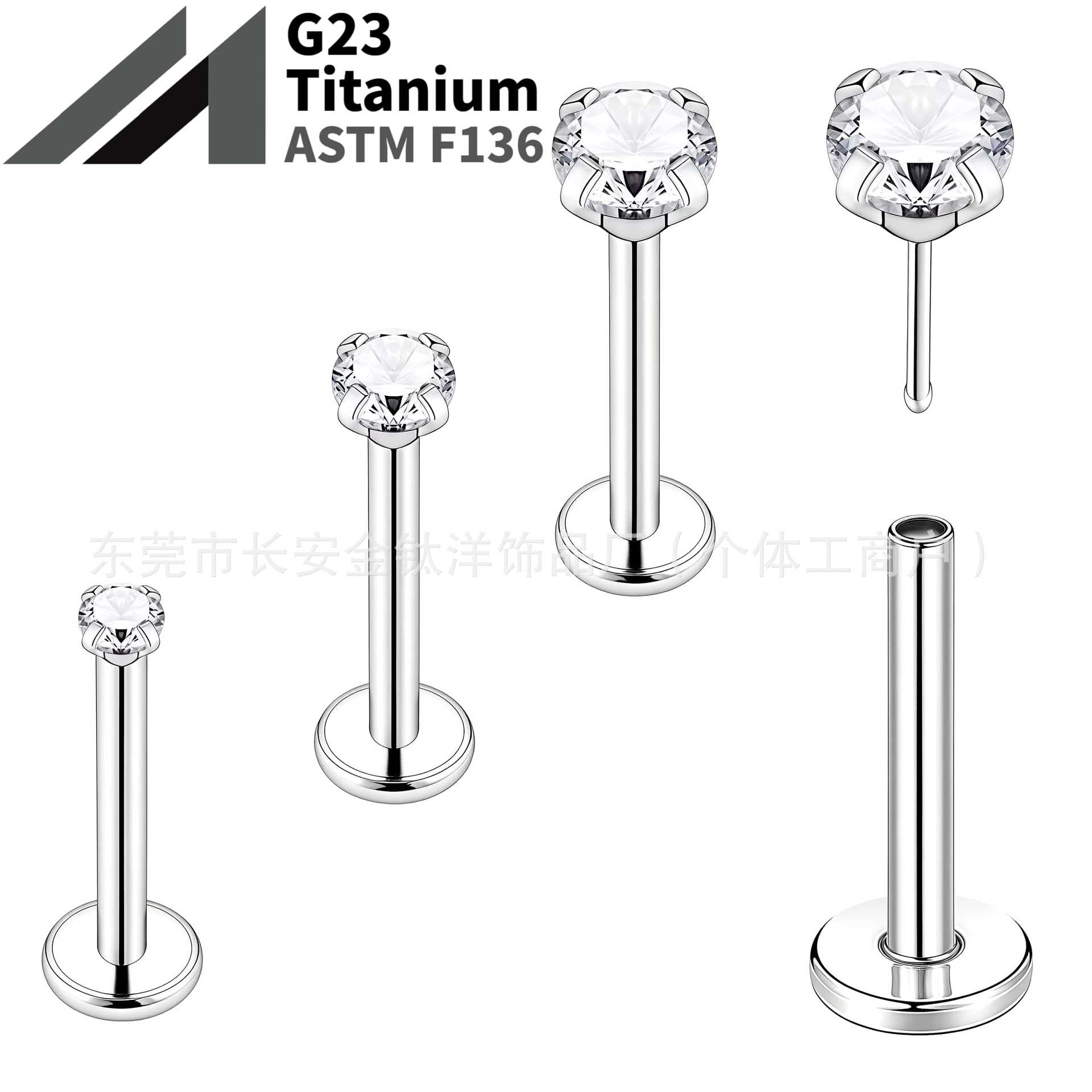 16G labret stud size and finish detail