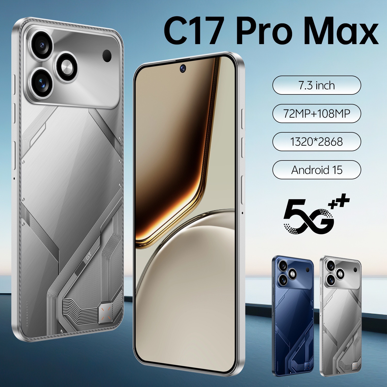 Cross-Border Mobile Phone C17 Pro Max Popular 4g Full Network Communication 7.3inch Hd Screen 4+64 Smart Phone Wholesale