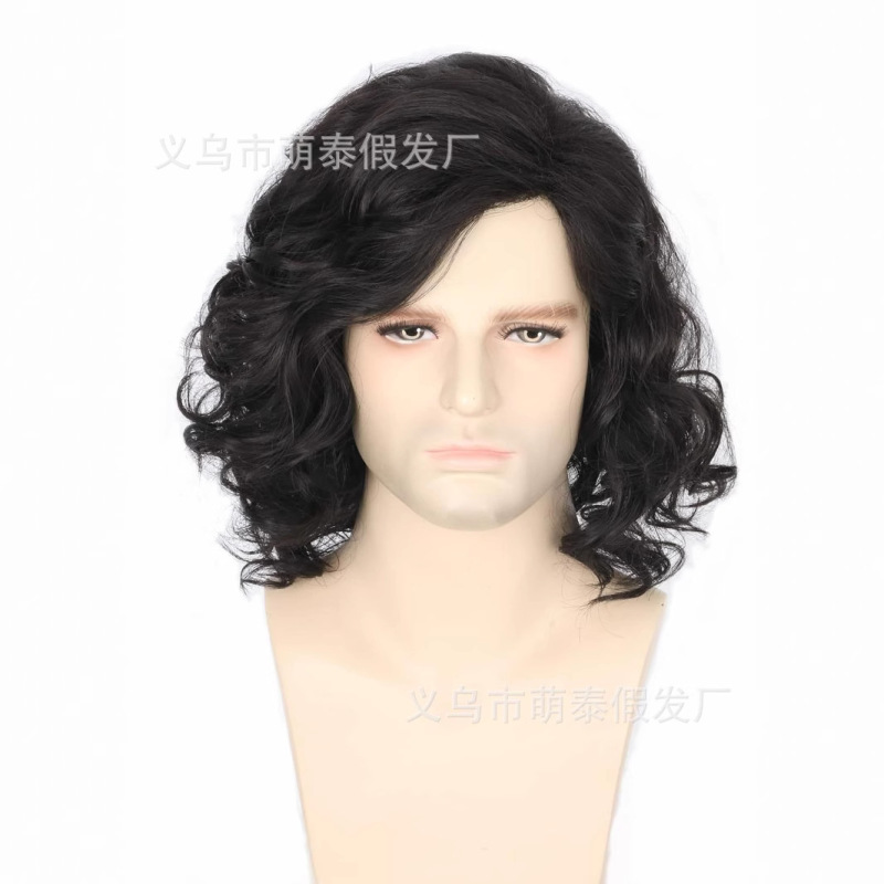対外貿易プラットフォームのソースは男性のかつらが斜めになっている前髪の短いカールを提供しています。|undefined