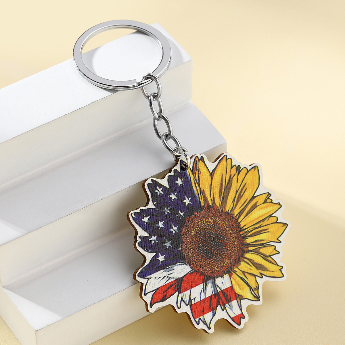 13g Weight Keychain Classification 1 Piece Quantity Daily Occasion Wood Material American Flag, Eagle Pattern Unisex Gender Retro Style 1 Piece Retro American Flag Eagle Wood Unisex Keychain 7