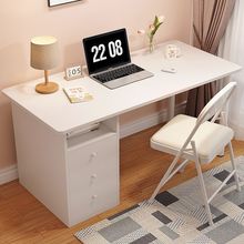 实木电脑桌家用台式办公桌奶油风卧室学生学习写字桌书桌轻奢现代