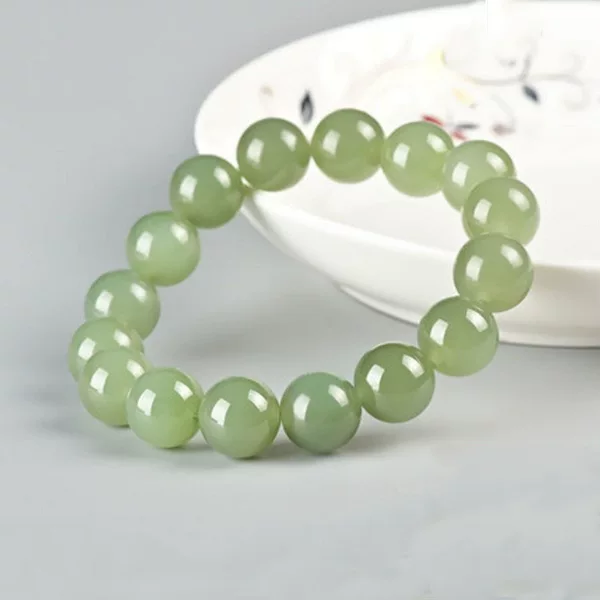 Imitation Hetian Jade Bracelet Men's and Women's Dongling Jade 8MM Bracelet Antique Plate Bracelet Jewelry Wholesale Gift