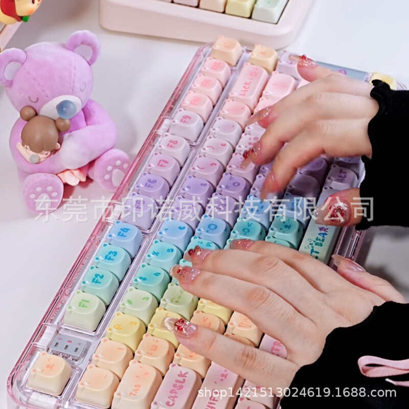 キャンディベアキーキャップピンクかわいい漫画MOA高度な昇華プロセス144キーフルセットメカニカルキーボードキャップ|undefined