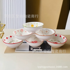7inch セラミックホームクリエイティブスープボウルインスタントラーメン食器ラーメン丼ヌードルボウル大型ネジ麺ボウル