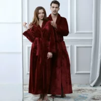 Осенне-зимняя утолщенная длинная теплая фланелевая ночная рубашка, женский коралловый бархатный халат, пижамы для пар, мужская домашняя одежда большого размера