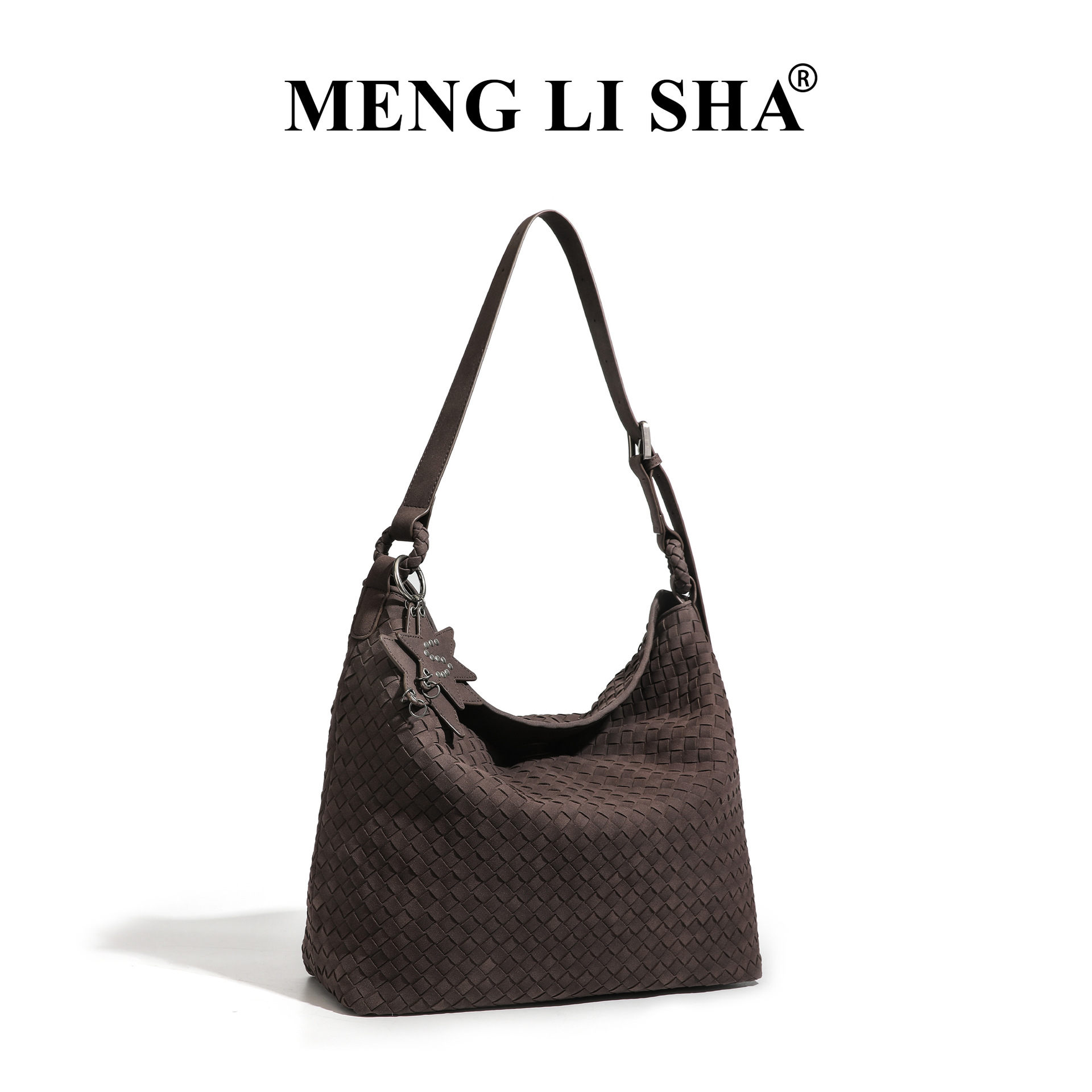 Túi tote nữ da lộn dệt tay phong cách retro, đeo vai sát nách, dung tích lớn
