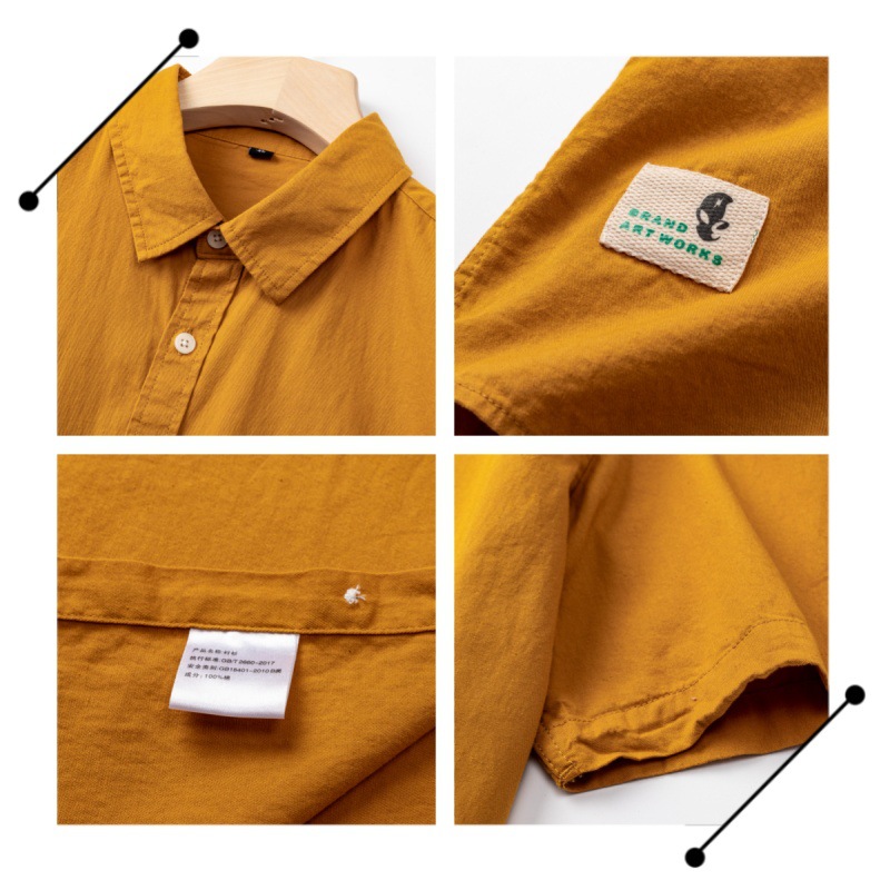 Camisa Casual de Manga Corta de Estilo Hong Kong para Hombre de Algodón Estampado para Ocio