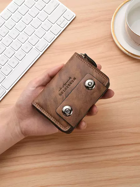 Cross-Border Men's Business Wallet, Vintage Double Magnetic Clasp Accordion Card Holder, Large Capacity Coin and Business Card Fashion Id Holder
