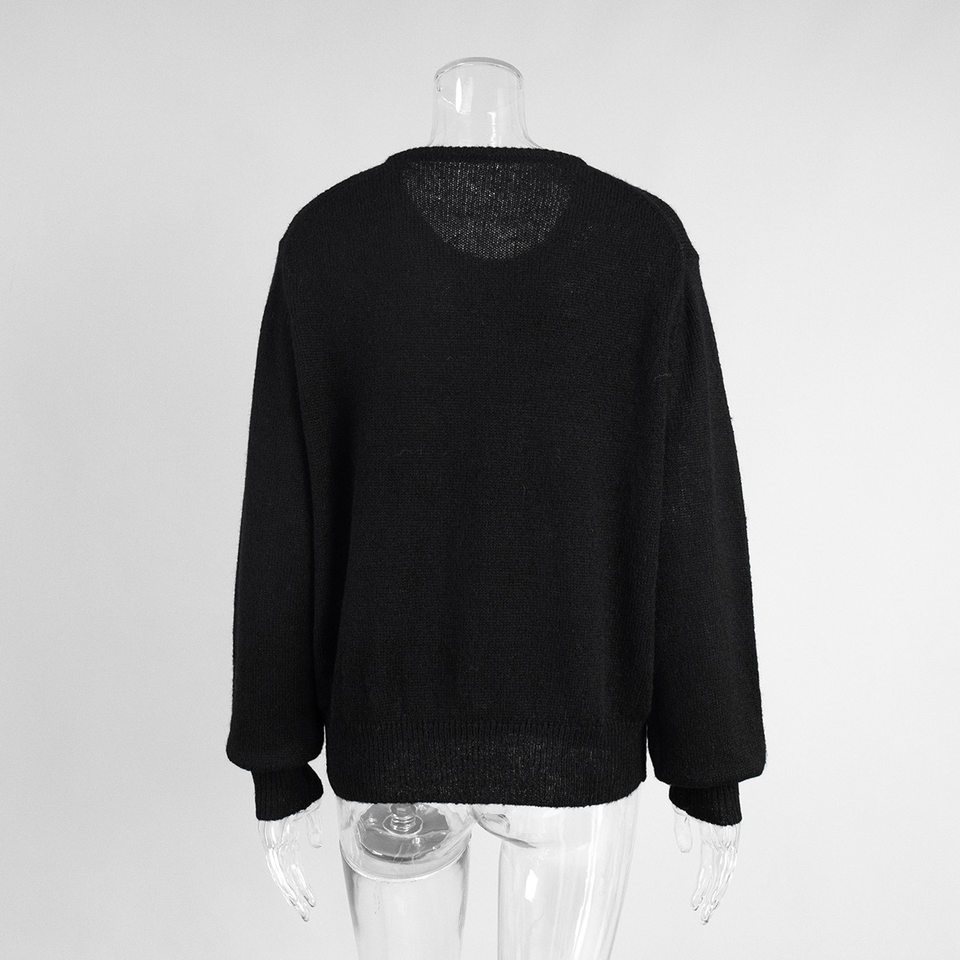 Áo cardigan len dệt kim dáng mỏng nhẹ cài nút một hàng, tay dài cổ tròn nữ — hoa hồng đỏ, màu be, màu cam, màu hoa cà chi tiết 132