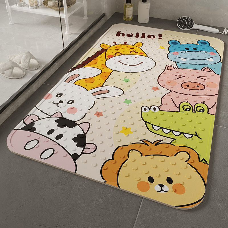 Factory Pattern Can Be Customized Bathroom Anti-Slip Mat Shower Kidsren's Bathroom Foot Mat Anti-Fall Waterproof Pvc Mat Toilet
