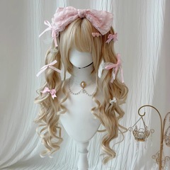 【乙女夢日記】ロリータウィッグ 女性虎口クリップ ダブルポニーテール人形 日本製ロリータローマンカーリー