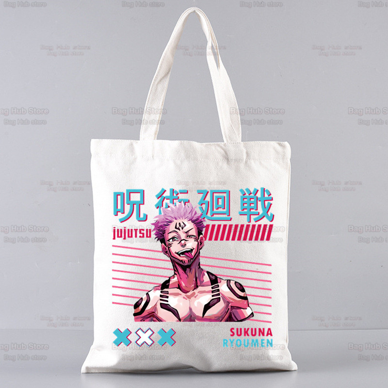 Jujutsu Kaisen Gojo Goku impresa bolsa de lona Harajuku bolso de hombro bolso de moda estudiante bolsa de compras