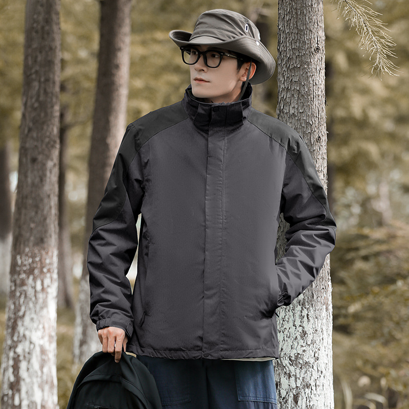 Chaqueta de pareja al aire libre transfronteriza de dos piezas de forro polar de coral para hombres y mujeres chaqueta a prueba de viento traje de alpinismo de esquí acuático