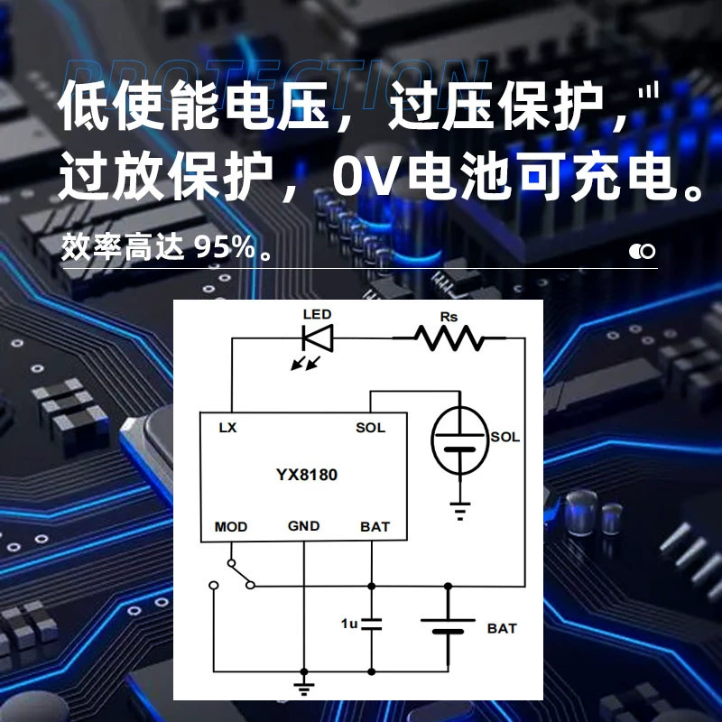 Солнечный светодиодный драйвер чип Yuxin YX8180 SOT23-5 для светодиодной лужайки, с питанием 3.2V/3.7V, опциональный источник питания