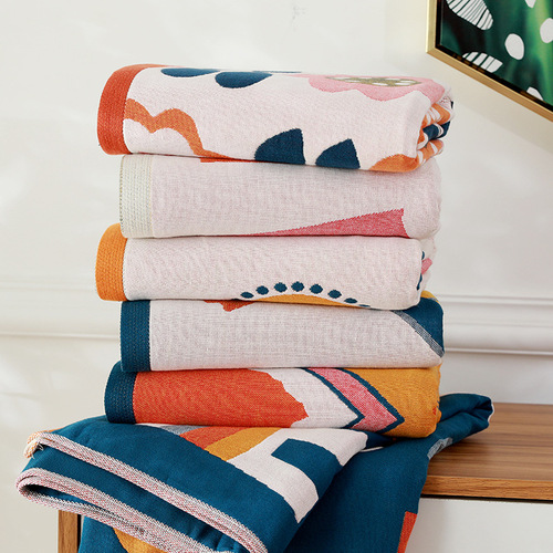 Manufacturer wholesale new four-layer gauze bath towel cartoon cotton household adult bath towel absorbent beach towel bath towel