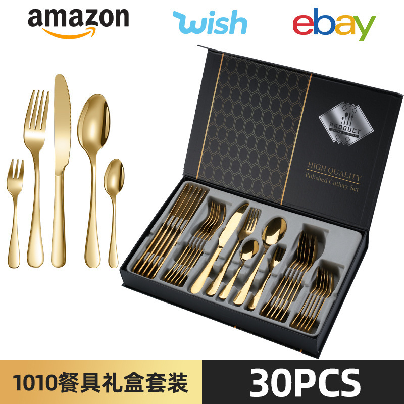 25年新作 クロスボーダー ステンレス食器セット 1010 レストラン 30点セット ステーキナイフ・フォーク・スプーン 食器セット|undefined