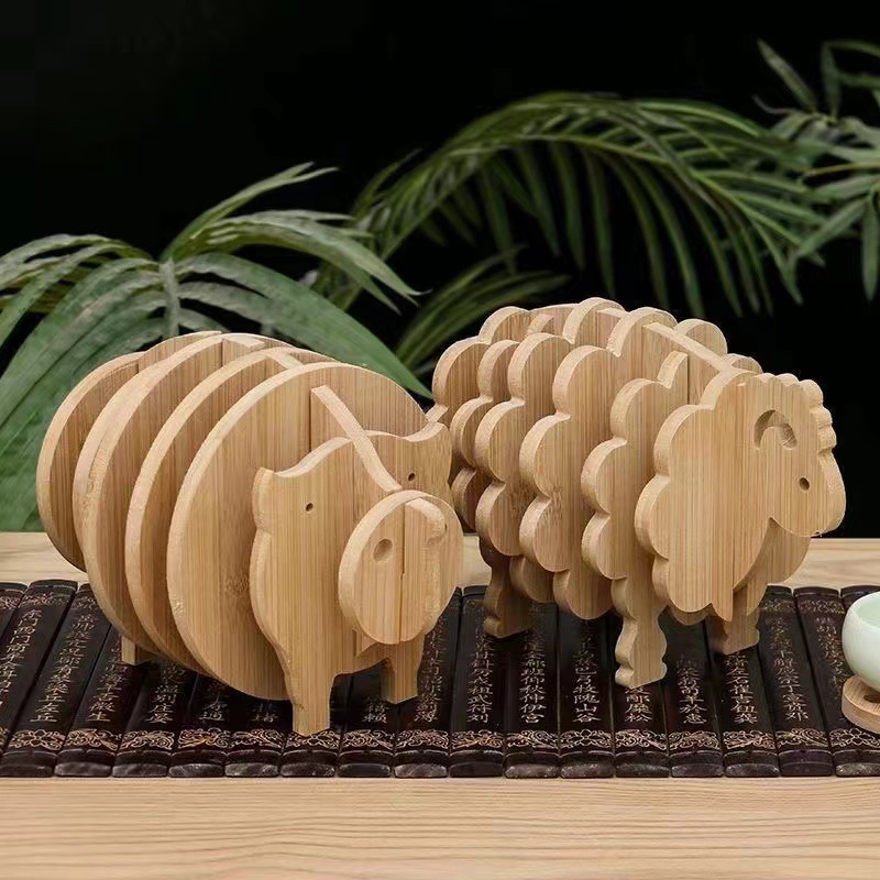 Posavasos de madera creativa, forma de animal tridimensional, mantel de madera, escritorio para el hogar, tapete de té engrosado, tapete, decoración