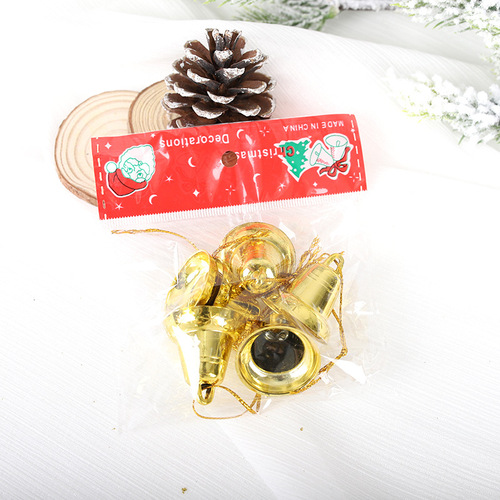 圣诞铃铛挂件 圣诞树装饰铃铛 塑料钟 3CM铃铛 6个一包 跨境专供