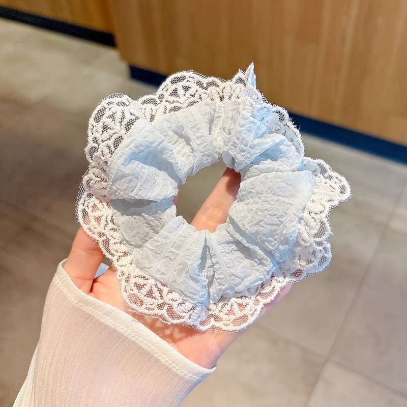 Anillo de cabello de intestino grande colección de anillo de cabello simple y fresco super inmortal flor triturada encaje adornos para el cabello popular cuerda de cabello al por mayor