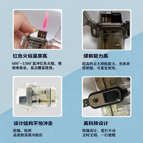 Kurome transparent pink flame lighter necklace windproof cute cartoon girl gift boyfriend creative lighter wholesale