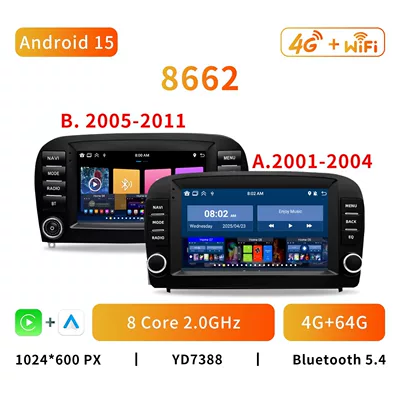 and Carplay, DVD Navigation - 8662-android-15-8-core-4g64g-type-a-2001-2004-7inch