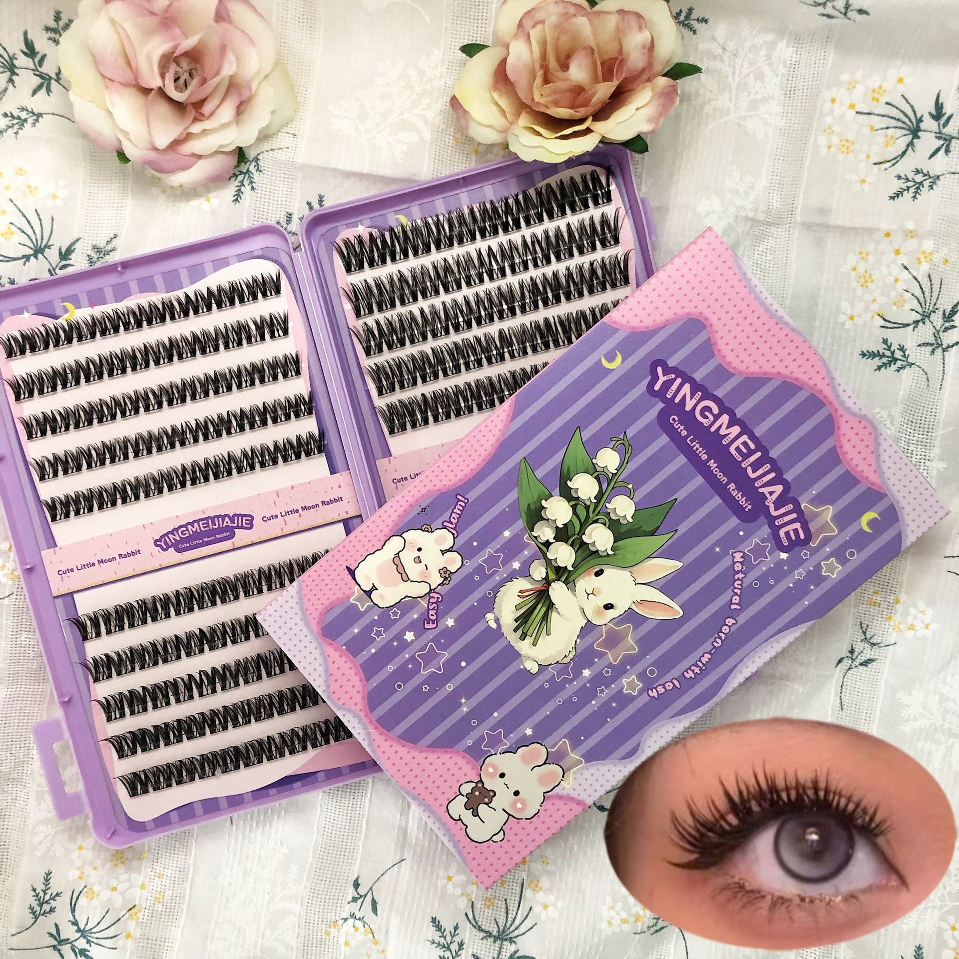 Las pestañas falsas transfronterizas, pestañas de gran volumen, pestañas negras finas, pestañas segmentadas ligeras, pestañas falsas sin pegamento, pestañas falsas Amazon.