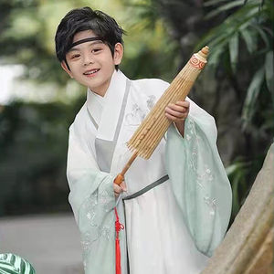 Children hanfu boy studied prince swordsman warrior cosplay robe for kids Chinese ancient costume chorus model show childe Chinese Hanfu 