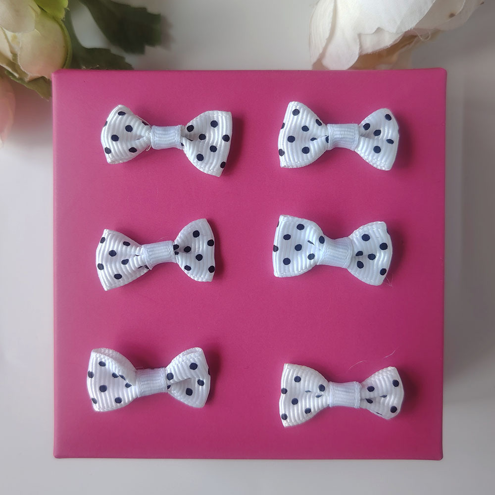 En stock 2,5 cm Polka Dot bolsa cintura arco horquilla DIY accesorios de juguete hilo cintura pajarita embalaje al por mayor