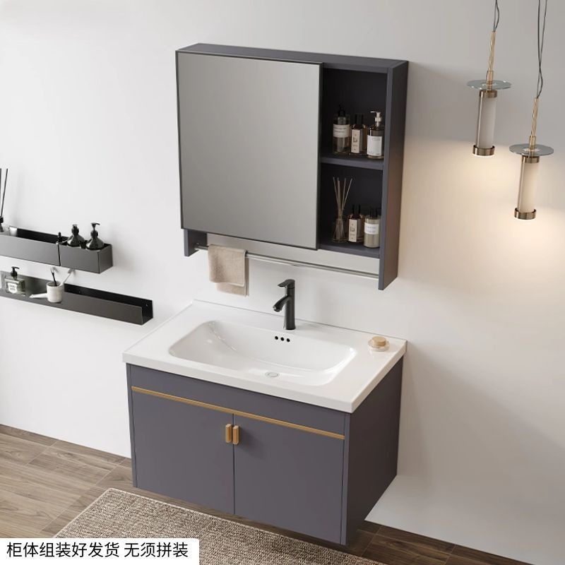 gabinete de baño combinado gabinete lavabo espacio de aluminio fibra de carbono tablero de roca gabinete lavabo lavabo simple inteligente baño sanitario