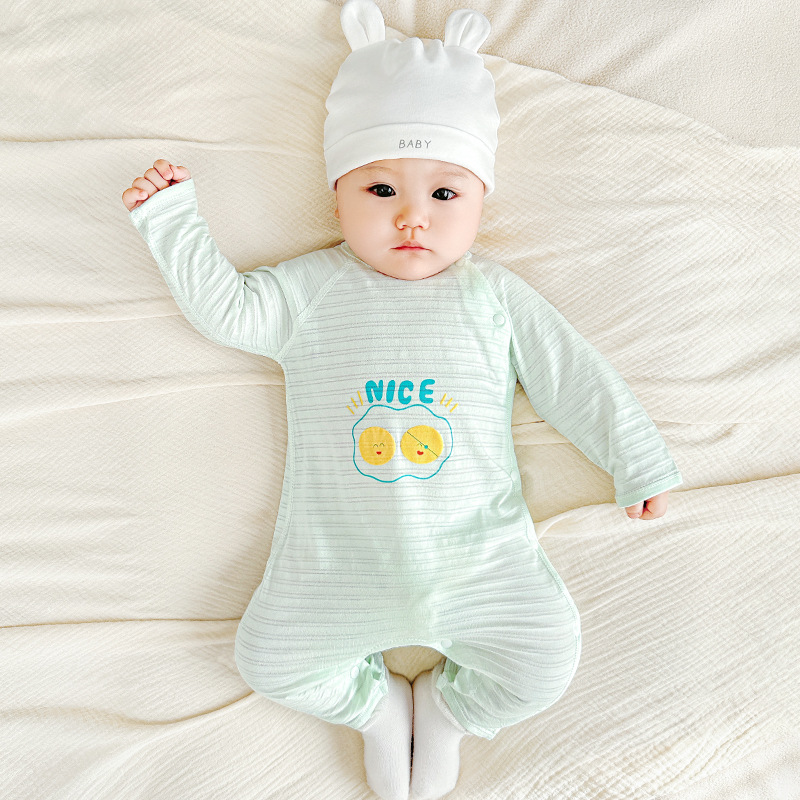 Bebé verano mono ropa de recién nacido algodón fino de manga larga aire acondicionado pijamas para hombres y mujeres ropa de verano para bebés