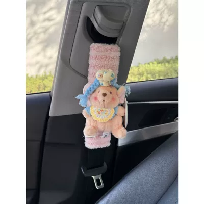 Car Interior Anti-Neck Strain Protector, Seat belt shoulder pad - blue-braid-xiaodou-pink-striped-shoulder-pads-no-specifications