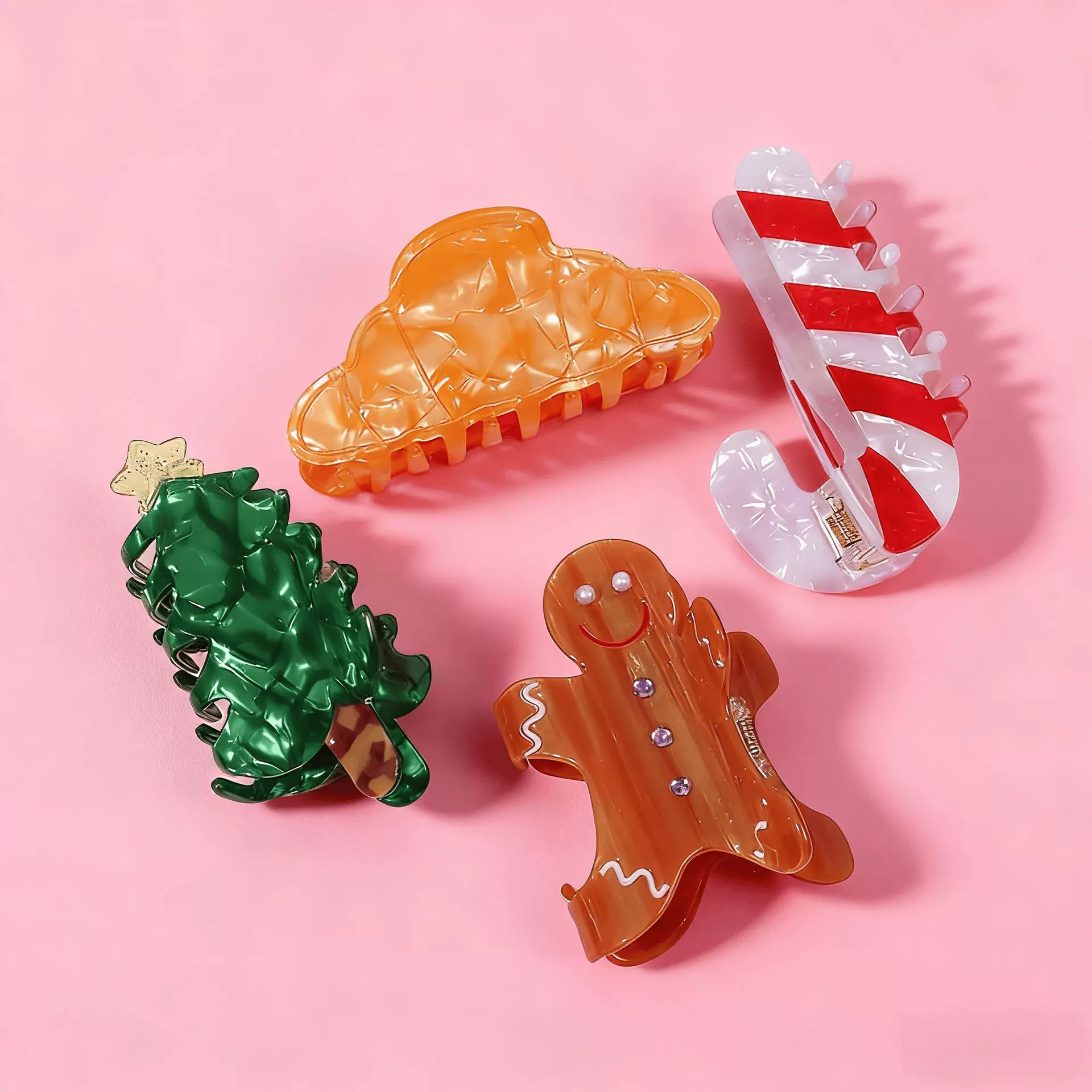 甜美可爱节日主题抓夹活泼俏皮趣味圣诞发夹半扎发鲨鱼夹饰品批发