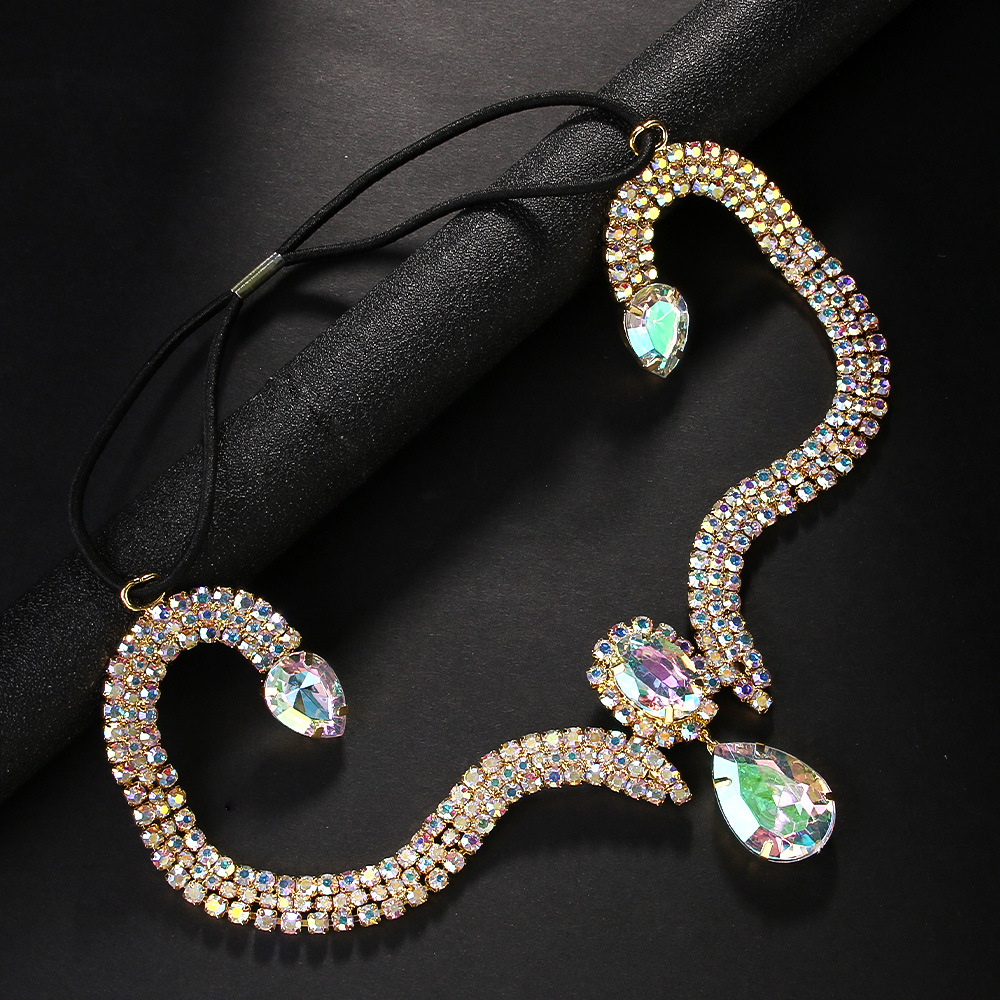 AliExpress Venta caliente viento exótico gota de agua frente del pelo banda personalidad color rhinestone tocado headwear femenino