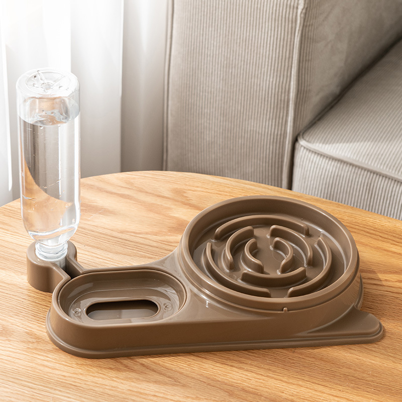 Nuevo cuenco de gato con forma de caracol, cuenco de comida lenta, bebida de agua para mascotas, comida para gatos, doble cuenco anti-derramamiento, agua y alimentos.