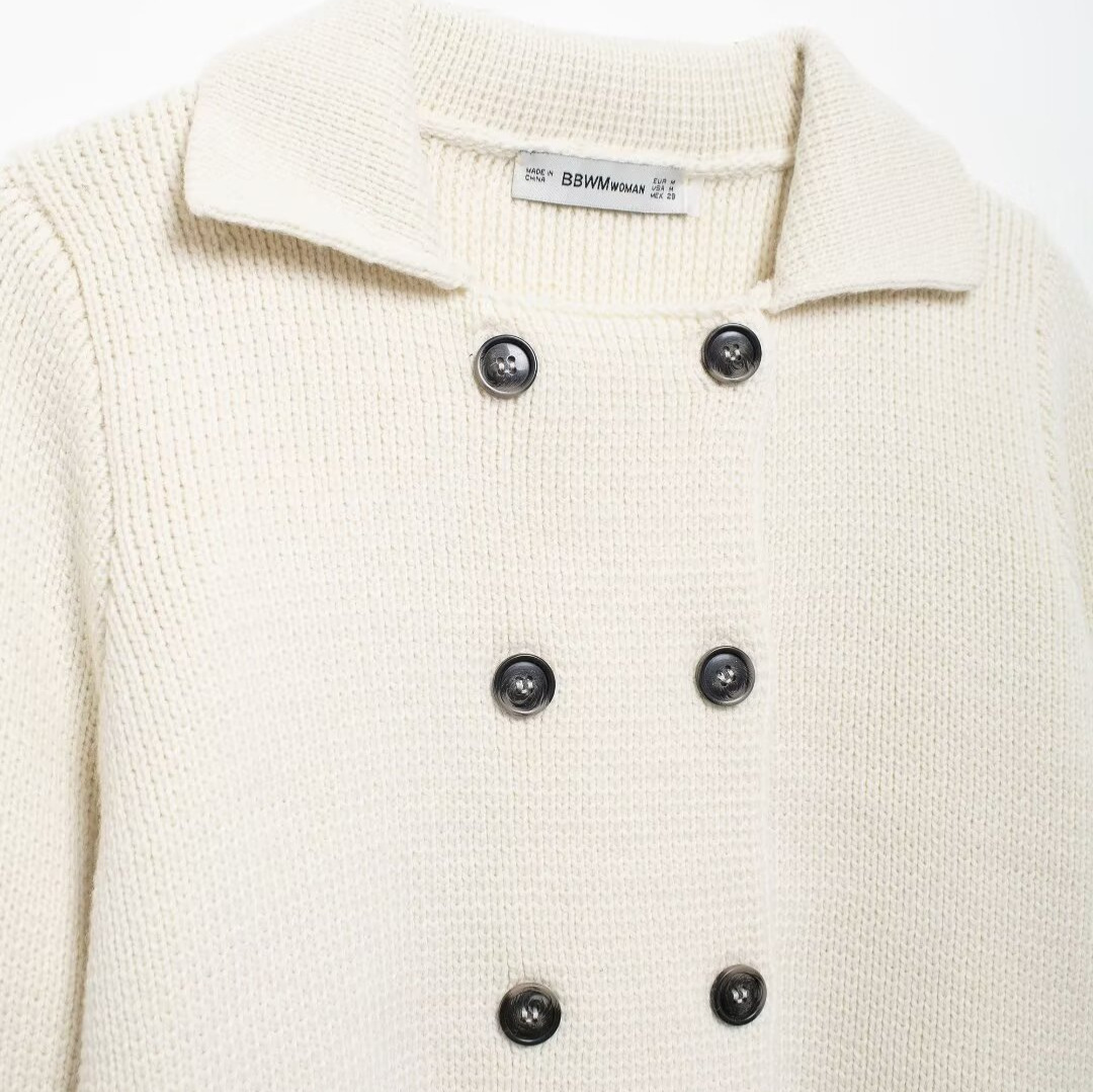 Dameskleding 2024 herfst en winter nieuwe straatmode revers gesp decoratie platte naald jas_voghion.com