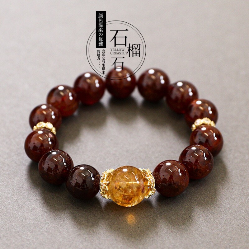 Natural Cow Blood Red Garnet Single Circle Crystal Bracelet Chain for Women, Gift for Best Friend and Girlfriend, Elegant Style, Wholesale