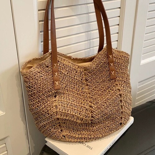 Lazy Style Grass Weaving Bag 2024 Spring New Arrival Large Capacity Spring Outing Shoulder Bag Fashion Hiking Handbag Beach Bag