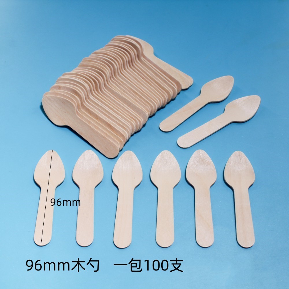 Cuchara de hielo desechable al por mayor Cuchara de helado de embalaje independiente Cuchara de degustación desechable de abedul natural degradable