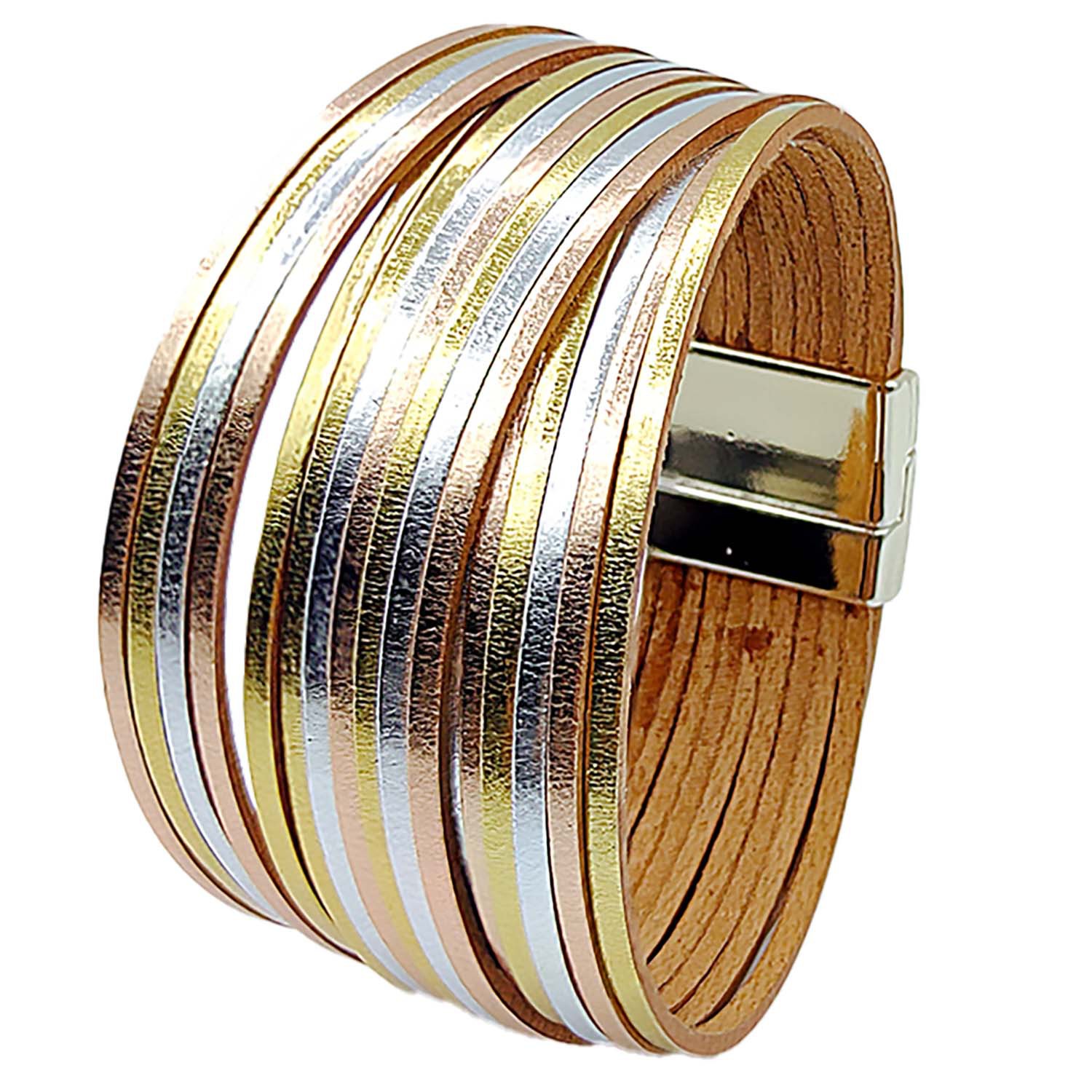 Pu Leather Material Simple Style Circle Pu Leather Layered Women's Bangle