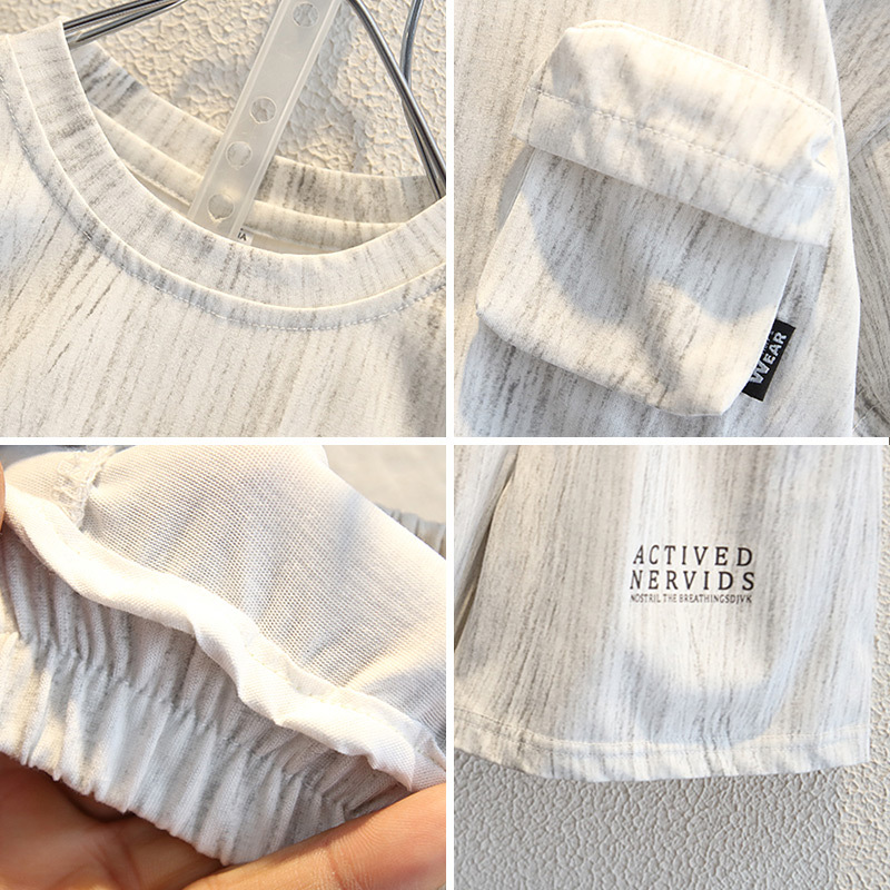 7989 traje de camiseta de manga corta de verano para niños 2025 nuevo traje de dos piezas de verano para niños pequeños y medianos