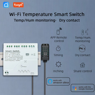 Graffiti Remote Control with Temperature and Humidity Monitoring, Passive Dry Contact Switch, 4Ch1Ch Multi-Control Controller
