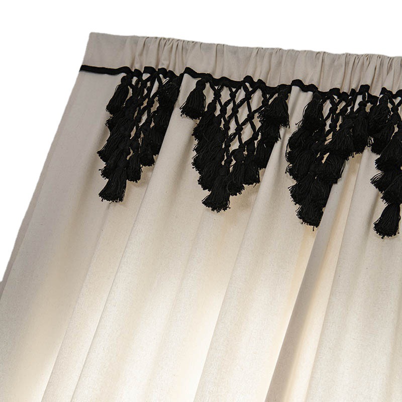 Cortina de algodón y lino con borlas para dormitorio y salón_voghion.com