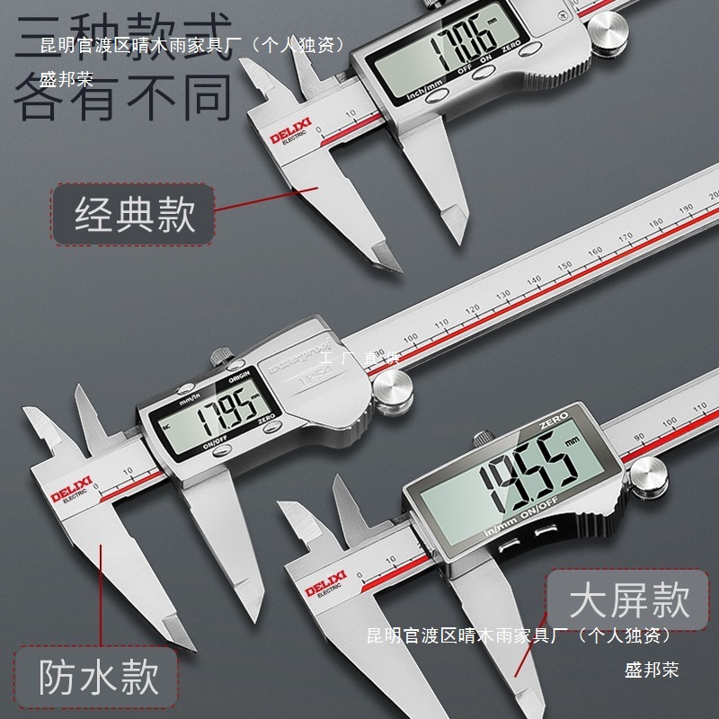 德力西高精度数显电子游标卡尺小型文玩高深度油标卡尺工业级家用