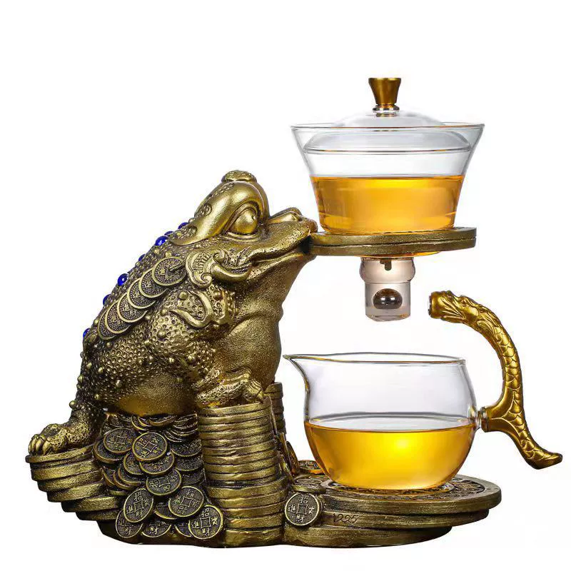 Glass automatic tea set, for luck